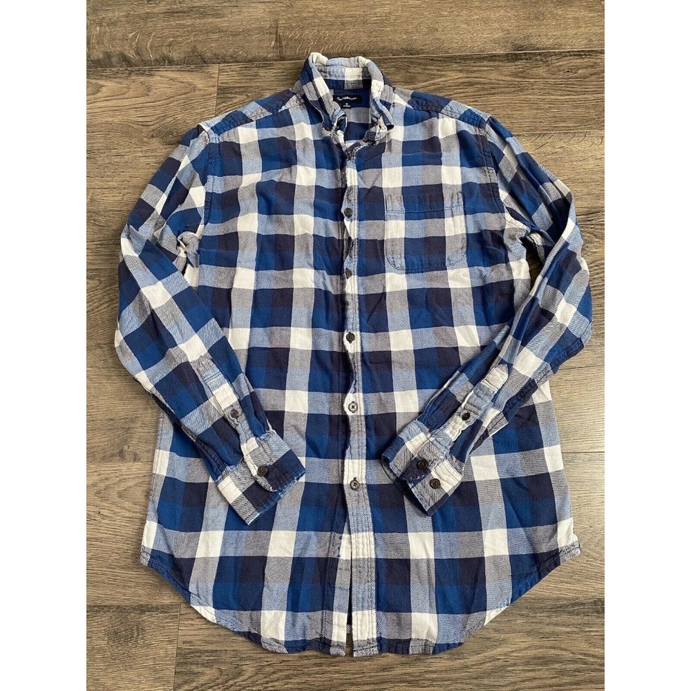 Womens Croft & Barrow Blue Plaid Long Sleeve Button Up Flannel Size S